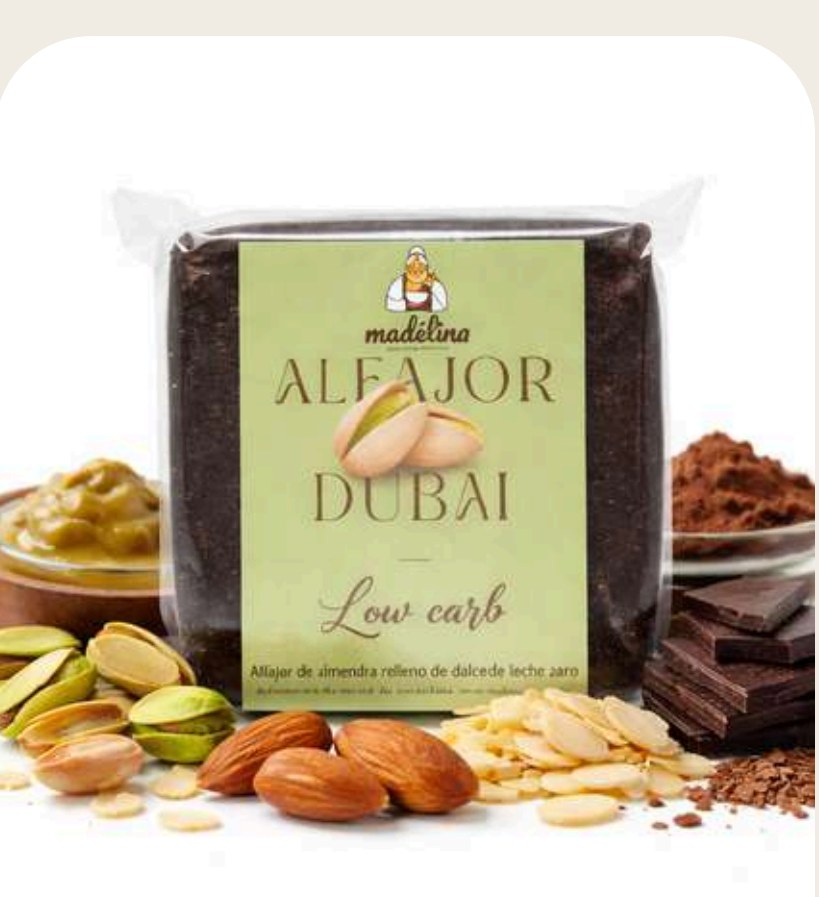 Alfajor Dubai Madelina low carb con pistachos y almendras